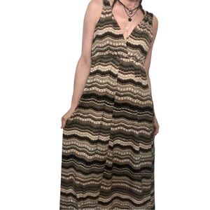 Vtg 90's Y2K Maxi Dress Surplice Empire Waist Sz 6 Boho Fairy Casual Retro